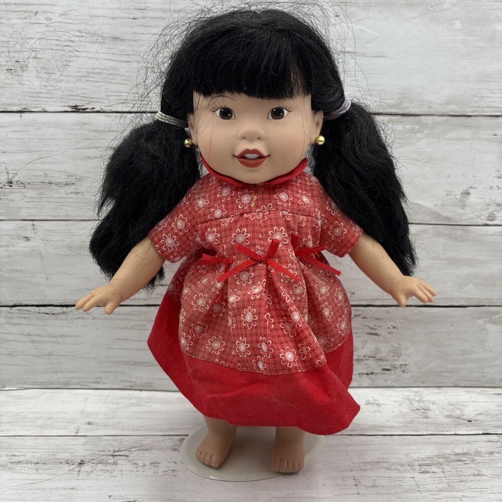 Title: Integrity Toys YEELIN Asian Baby Doll 12" Red White Dress Vintage